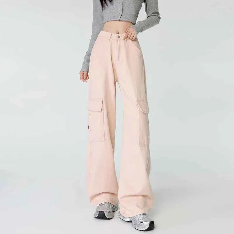 Pink Safari Style High Waist Pants