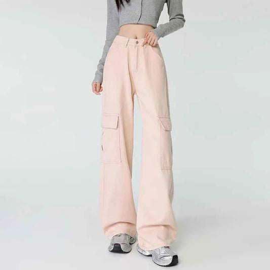 Pink Safari Style High Waist Pants
