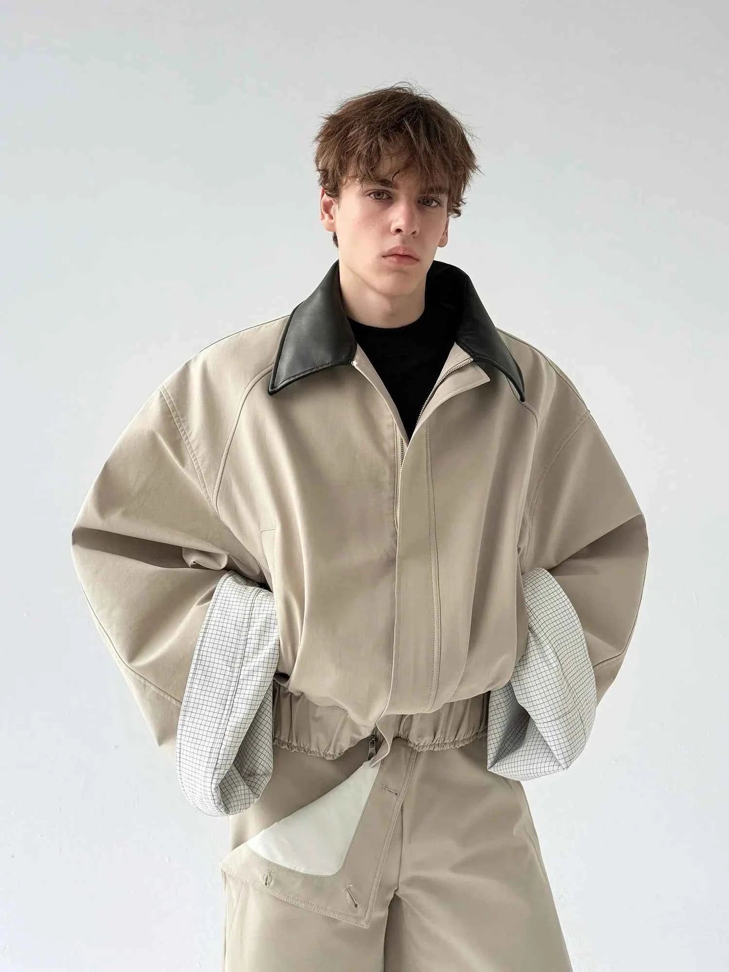Flattering Chic Pocket Splicing Collar Jacket