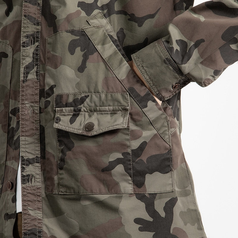 Classic Safari Camo Style Patch Pocket Jacket