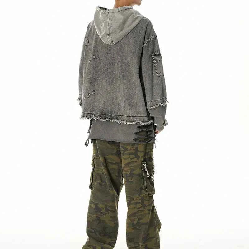 Oversized Vintage Hip Hop Ripped Hoodie