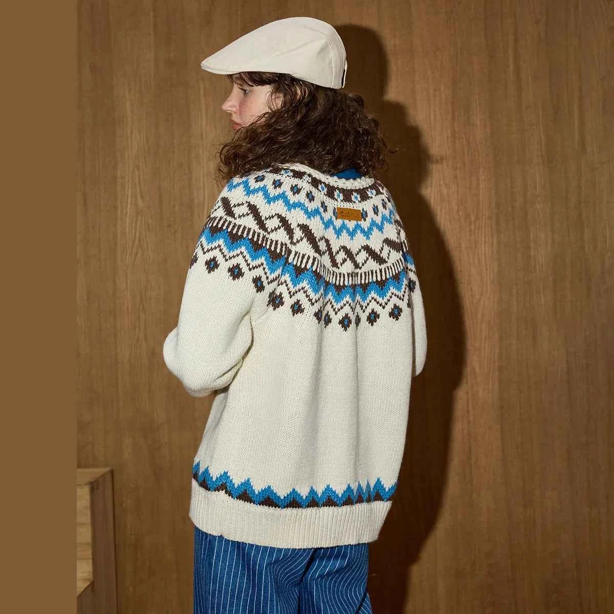Y2K Cozy Fair Isle Color Block Cardigan