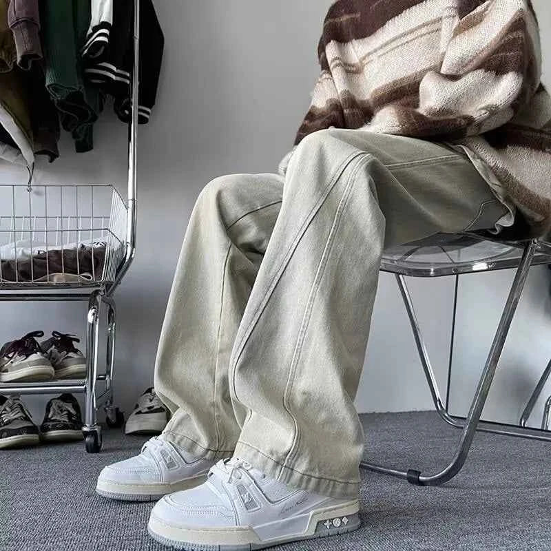 Streetwear American Style High Street Splicing Jeans