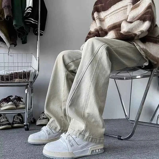 Streetwear American Style High Street Splicing Jeans
