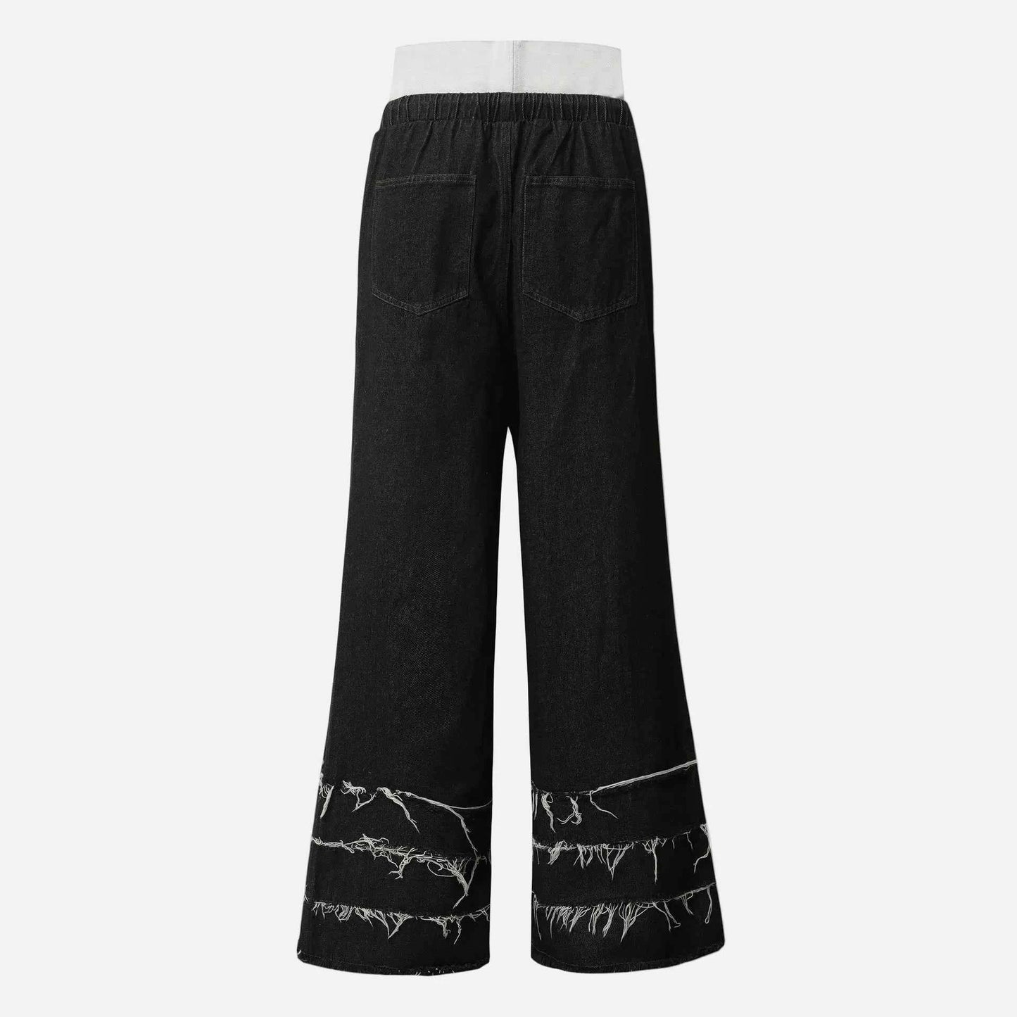 Elastic Waist Drawstring Camouflage Flare Jeans