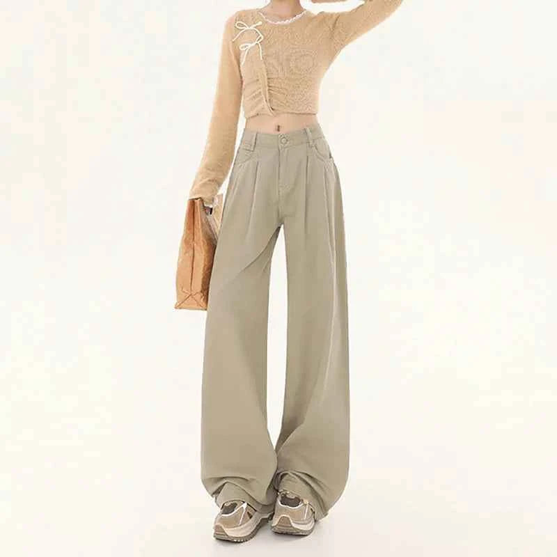 Women Retro High Waist Wide Leg Denim Jeans