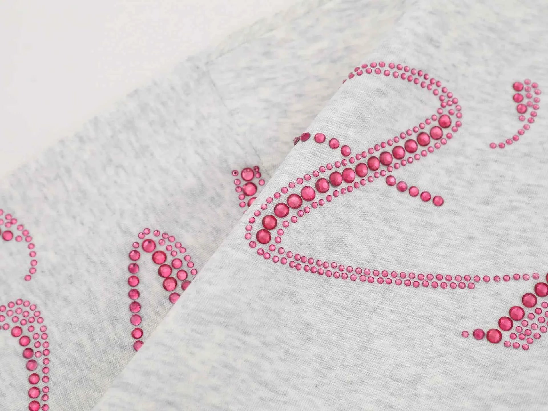 Investment Piece Rhinestone Zip Up Hooded Cotton Sweatshirt