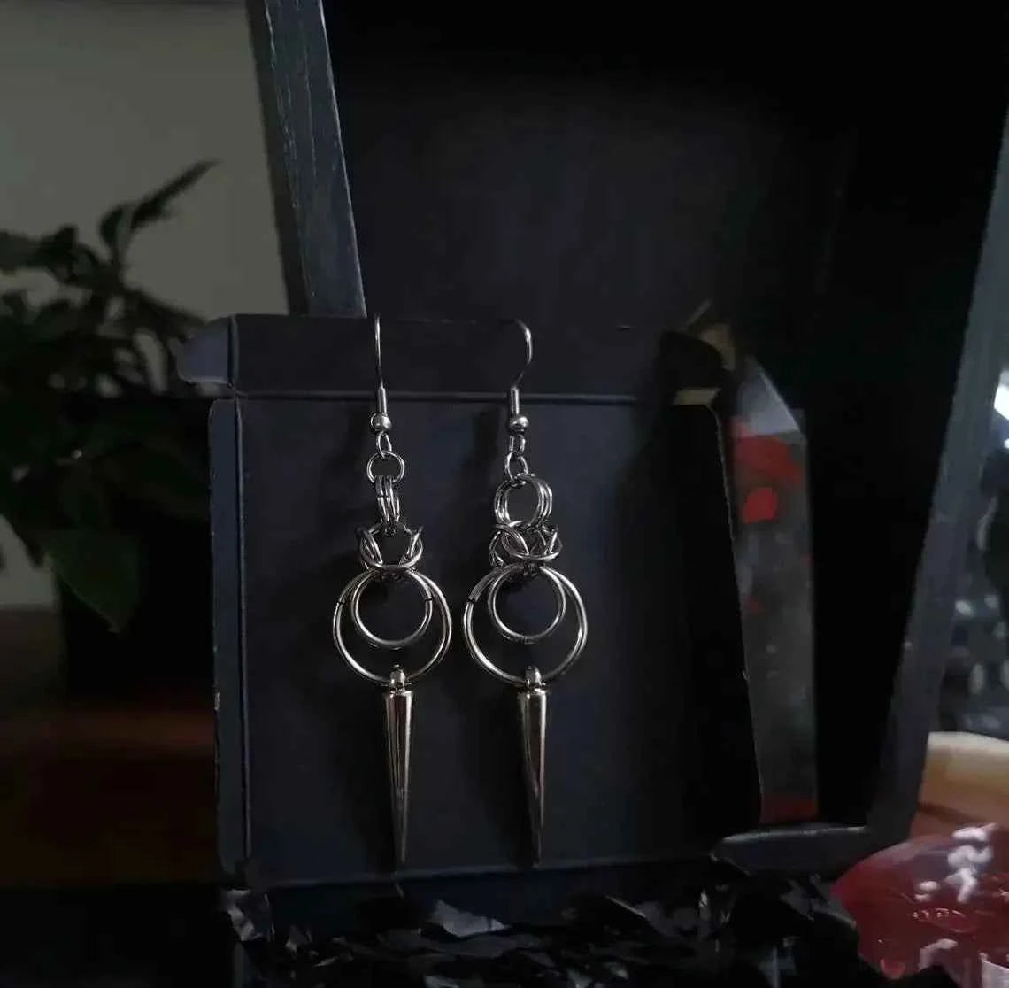 Gothic Spike Loop Stainless Steel Earrings