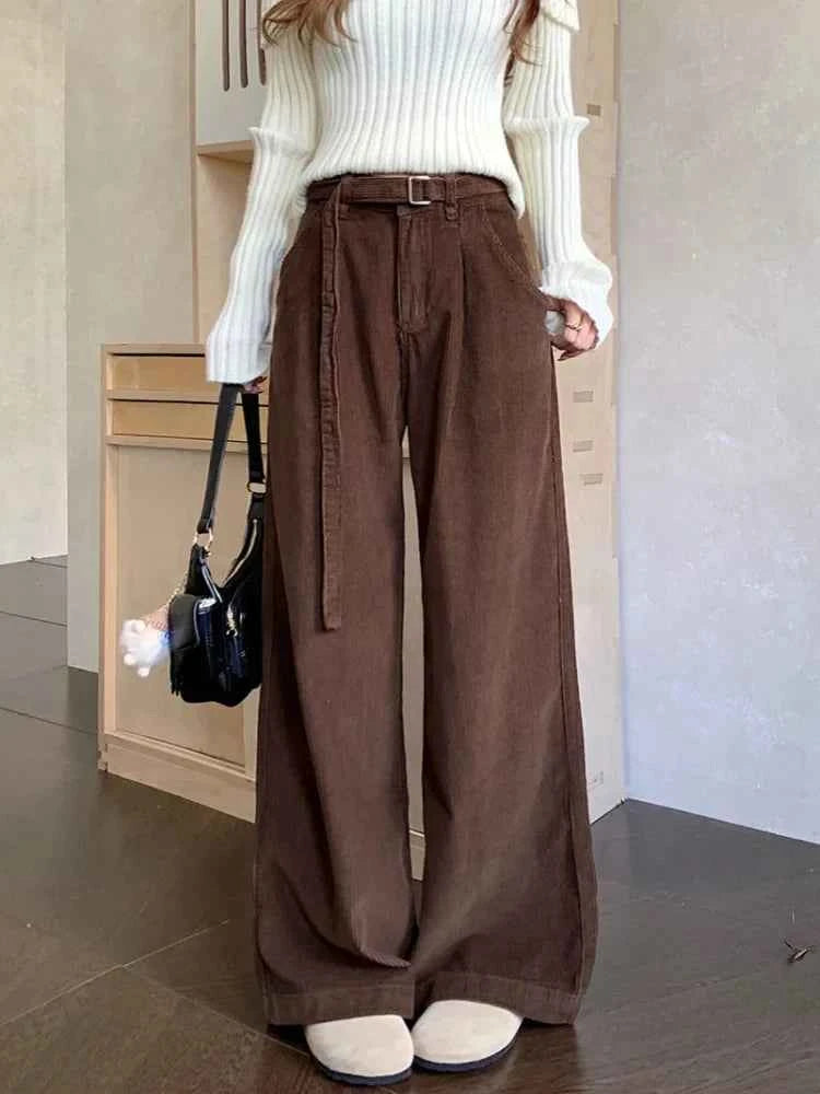 Elegant Cool Corduroy Wide Leg Pants
