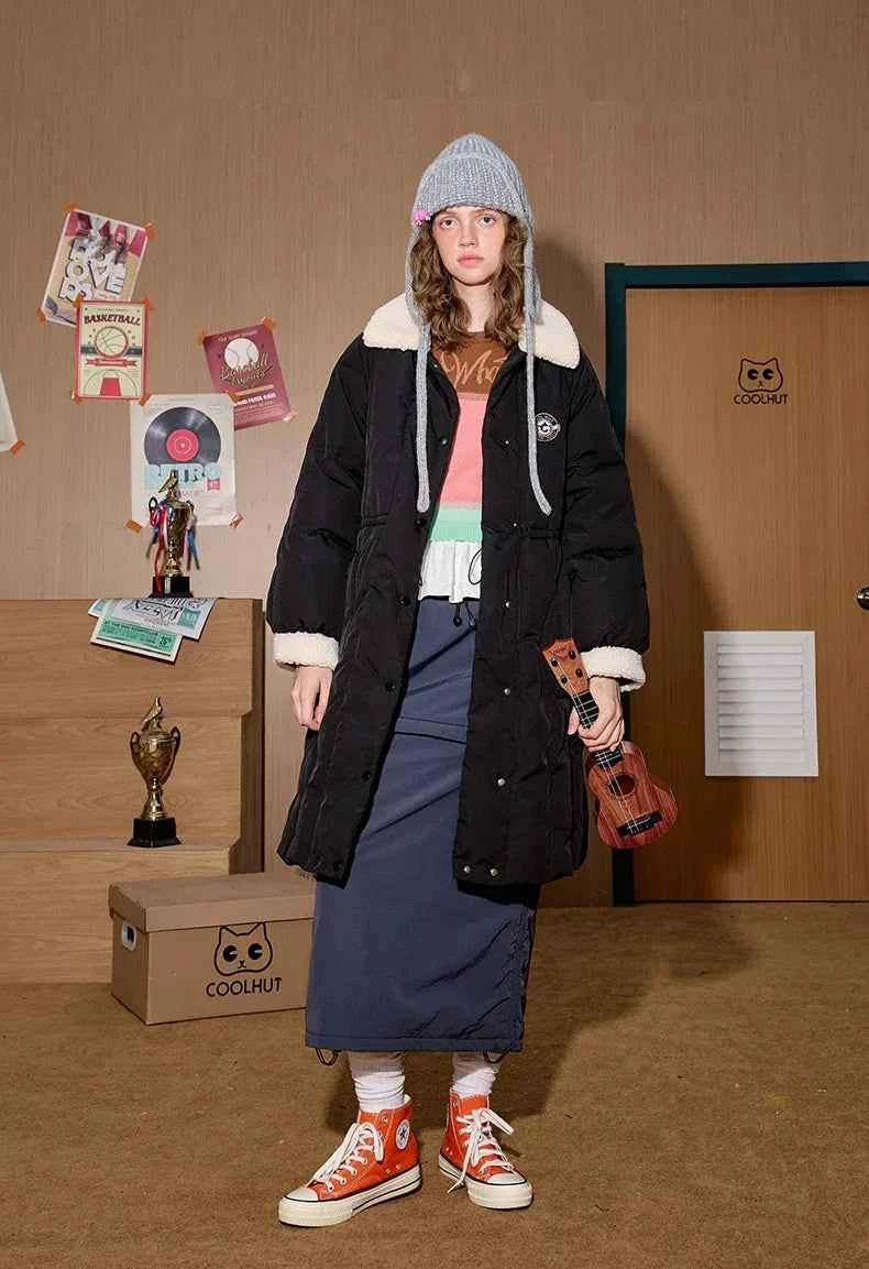 Winter Academic Quilted Mid-Length Puffer Coat