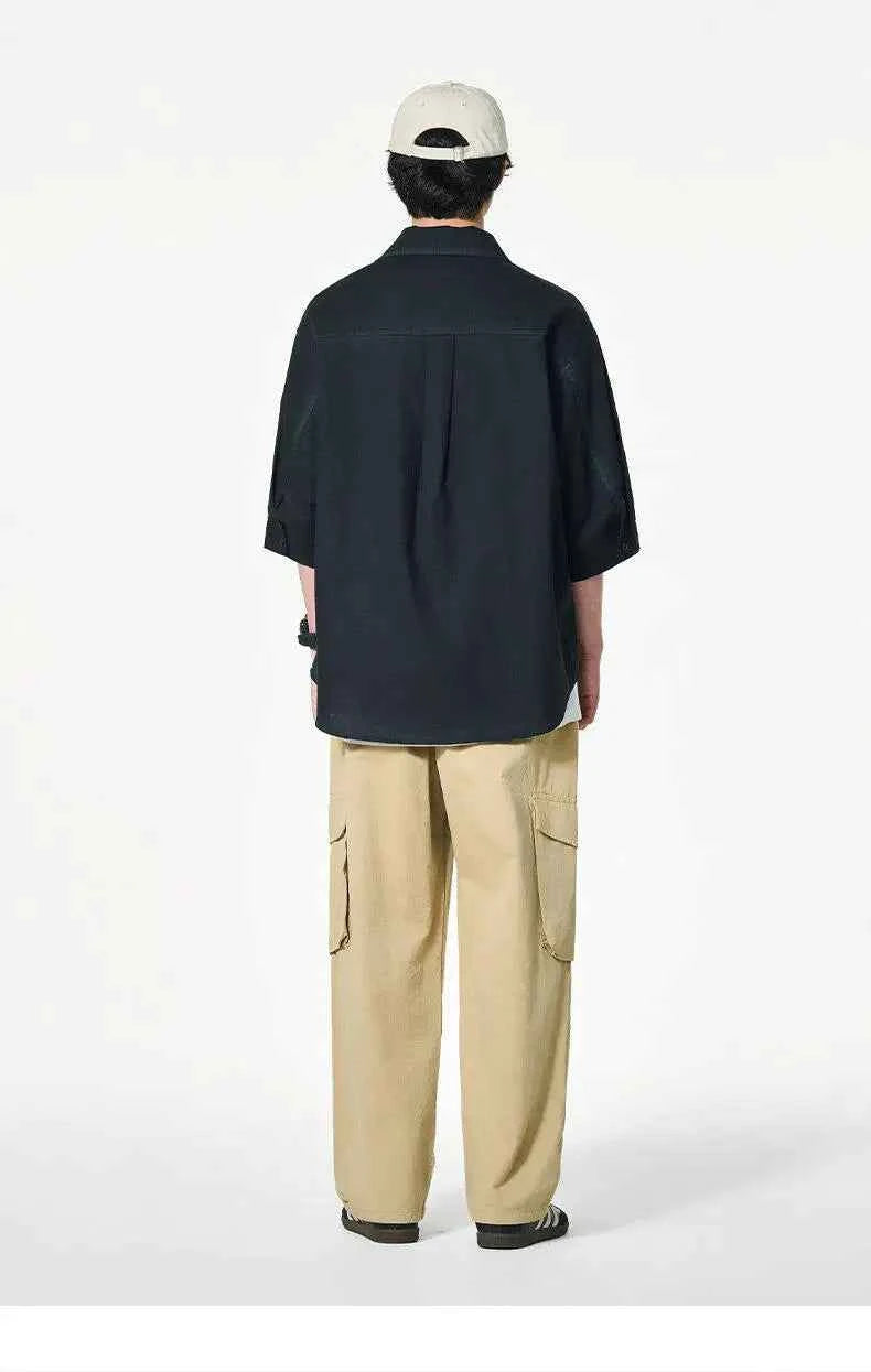Cloud-Soft Contrast Lapel Casual Shirt