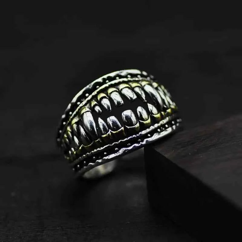Handmade Devil Teeth Denture Ring