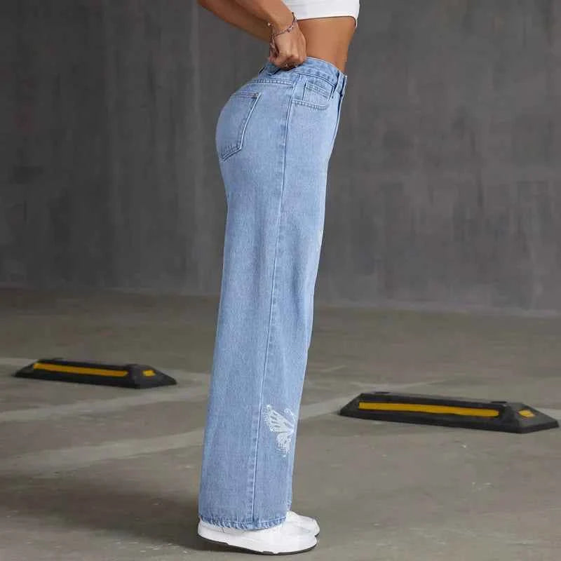 Y2K Butterfly Diamond Straight Leg Jeans