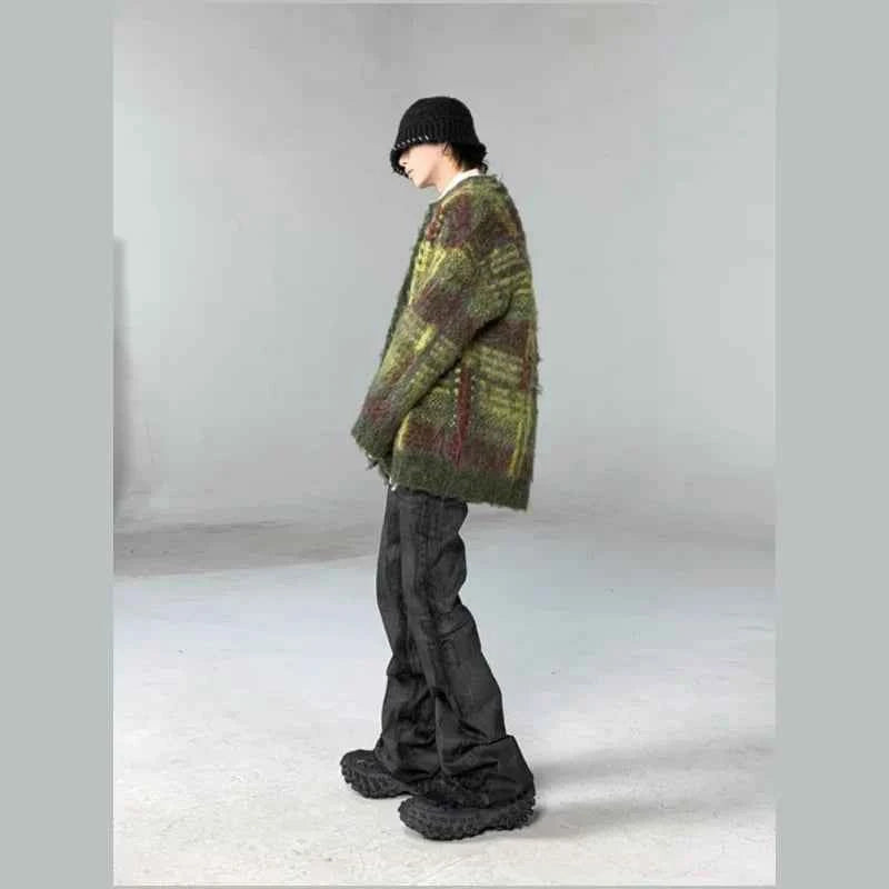 Oversize Striped Green Vintage Cardigan