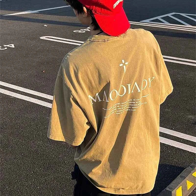 Vintage Sunset Graphic Print Distressed T-Shirt