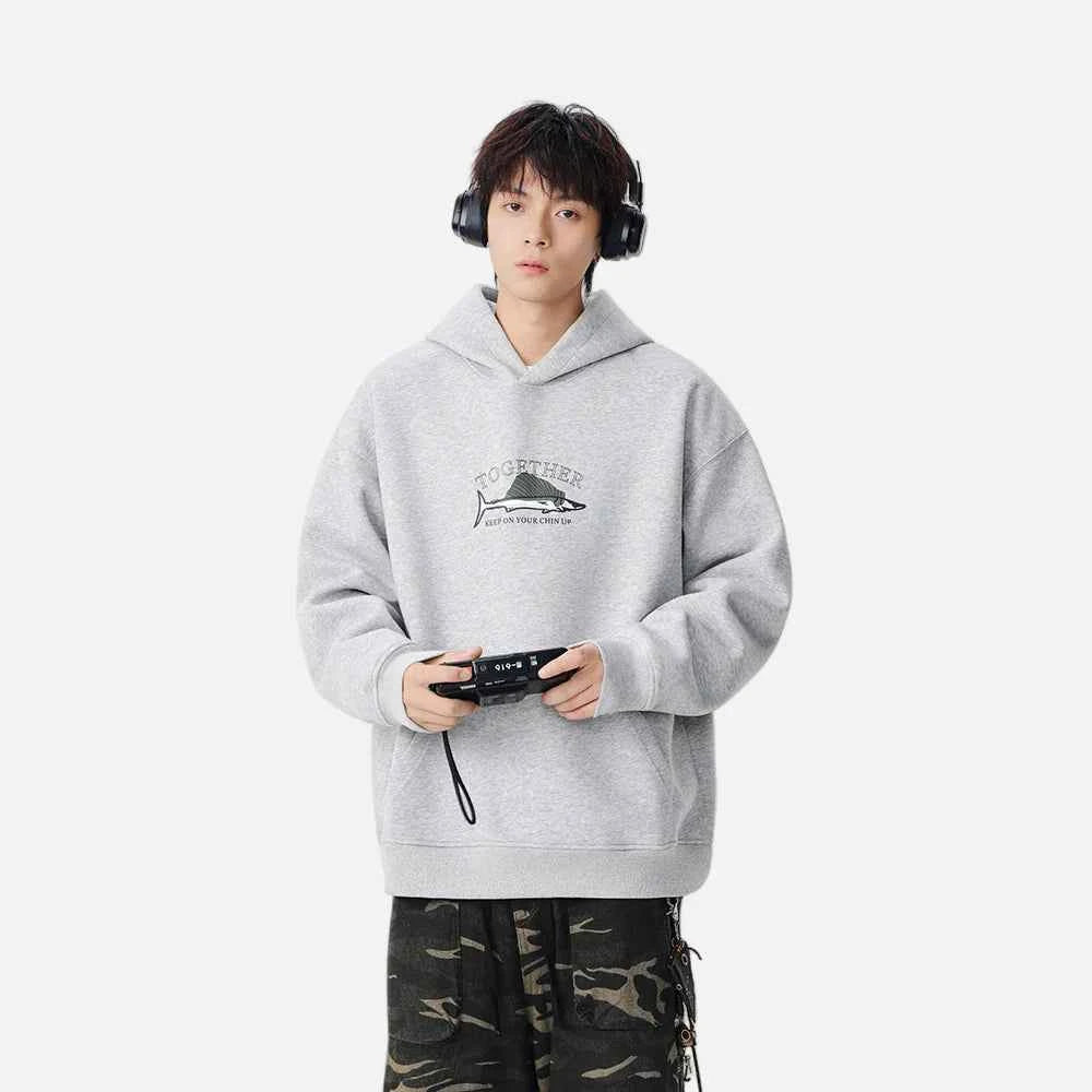 Streetwear Swordfish Print Casual Hoodie