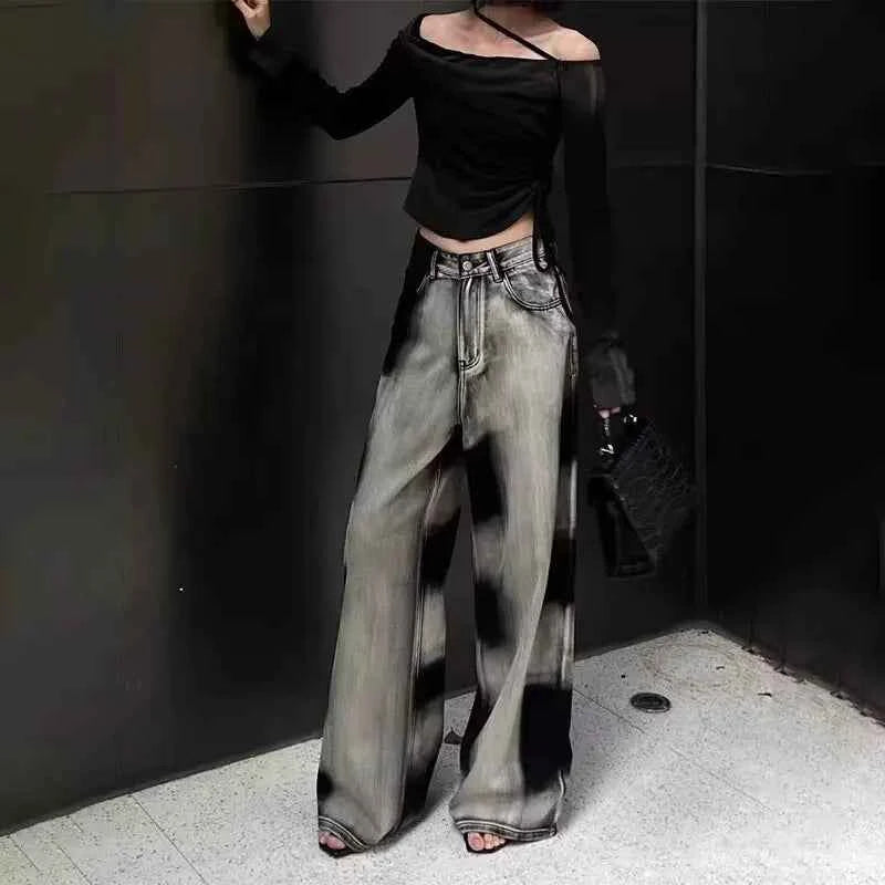 Vintage Washed Tie-Dye High Waist Streetwear Jeans