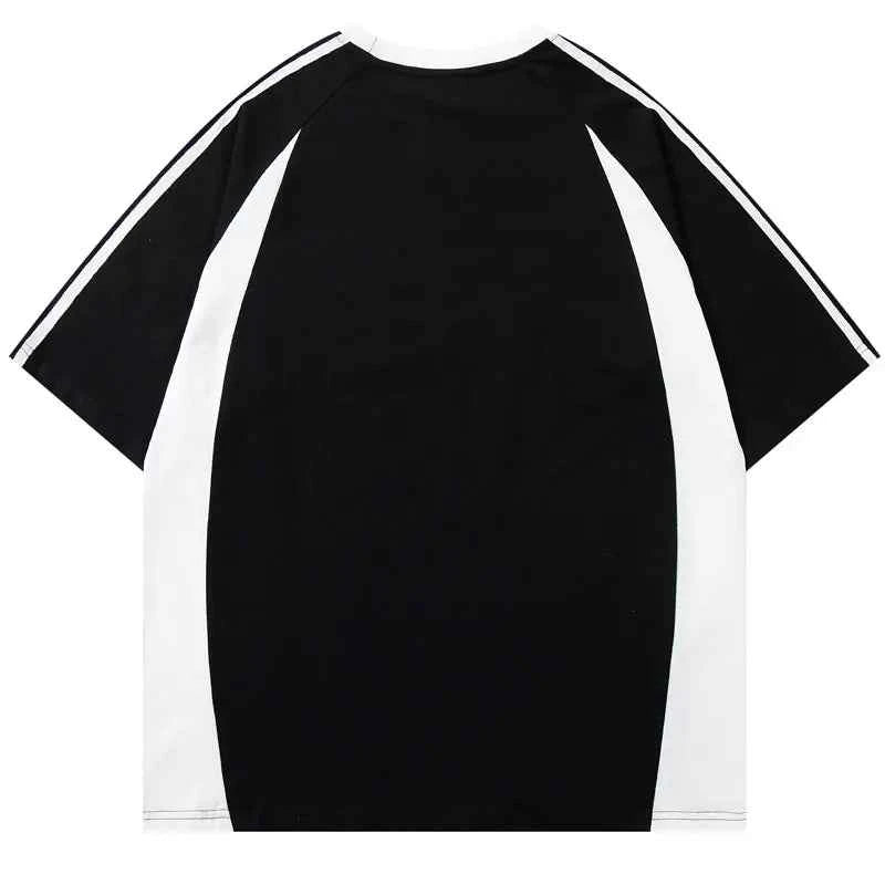 Y2K Graphic Patchwork Racing Cotton T-Shirt