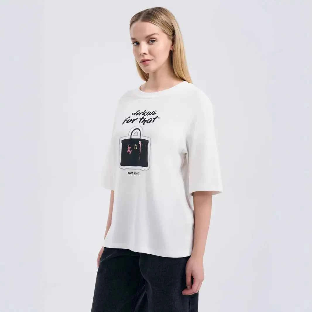 Cool American Style Heart Graphic Printed T-Shirt