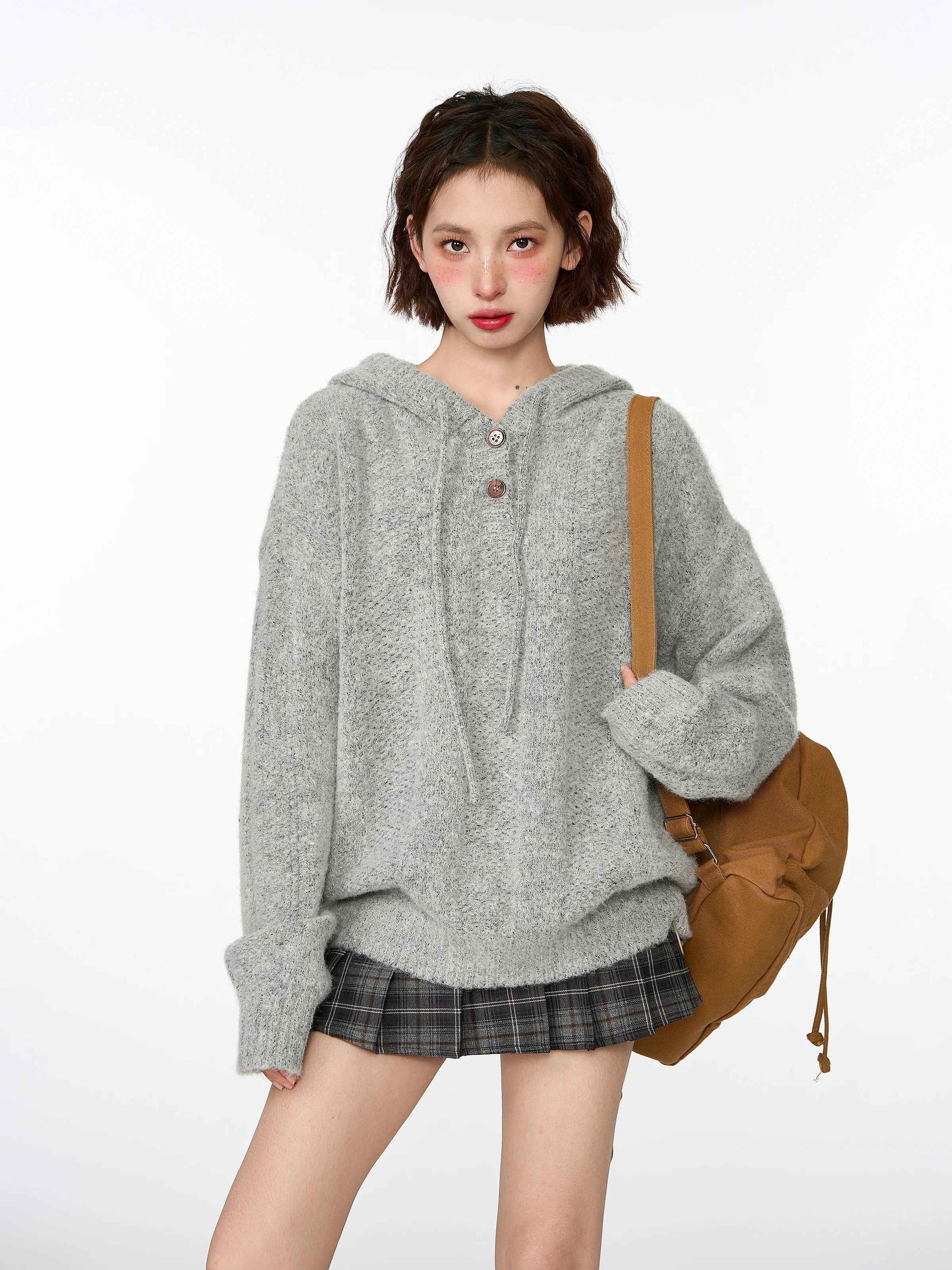 Classic Comfort Cozy Gray Knitted Hoodie