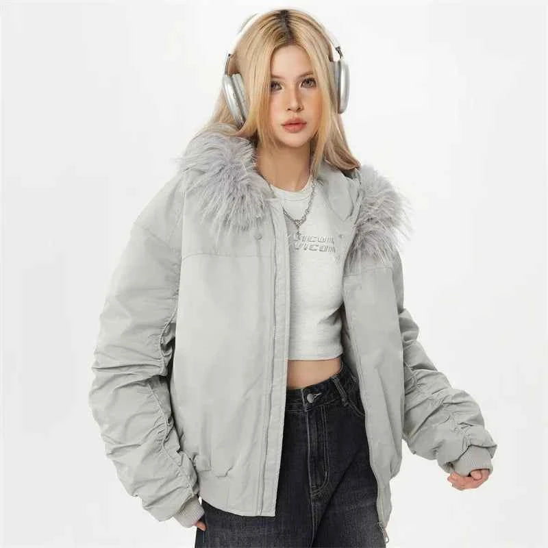 Stylish Lightweight Padded Fur Down Jacket