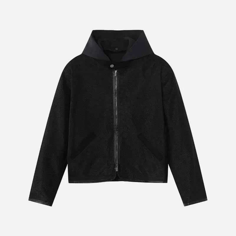 Patchwork High-Quality Hooded Zipper Jacket