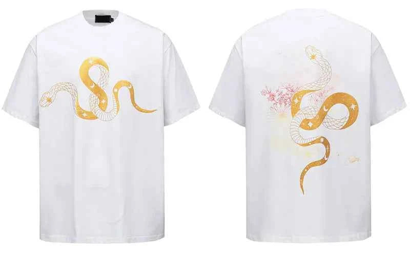 Y2K Python Flower Graphic Printed Cotton T-Shirt