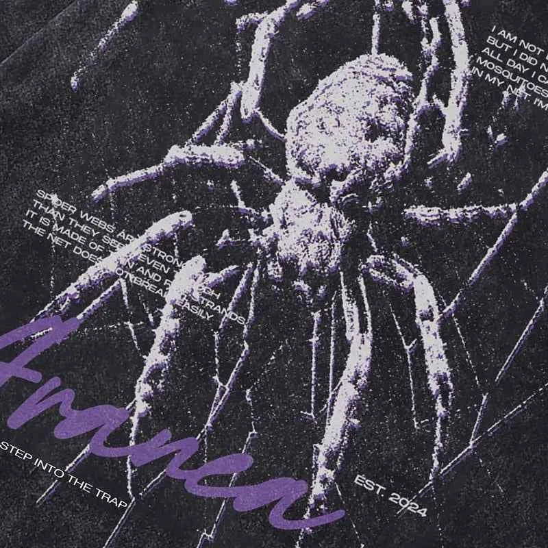 Streetwear Spider Letter Print Gothic Cotton T-Shirt