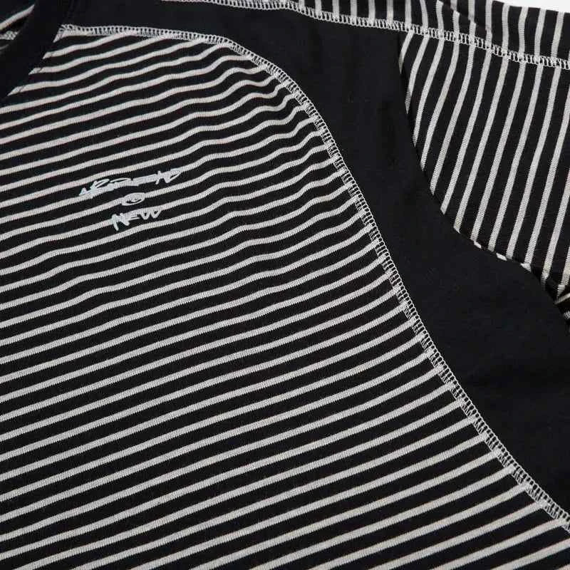 Lightweight Retro Striped Vintage Patchwork T-Shirt