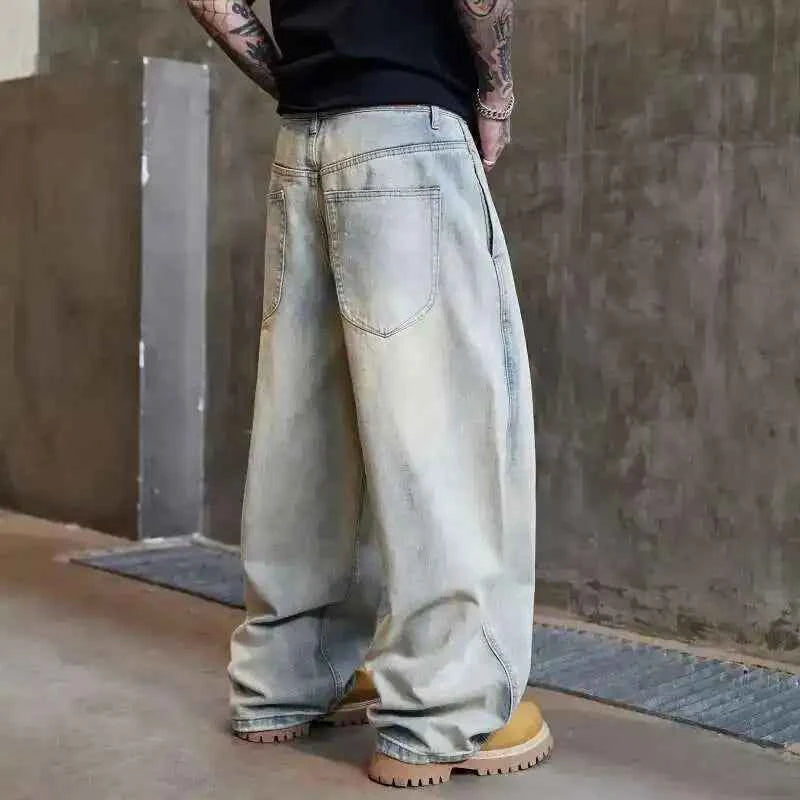 Flattering Vintage Washed Distressed Wide Leg Jeans