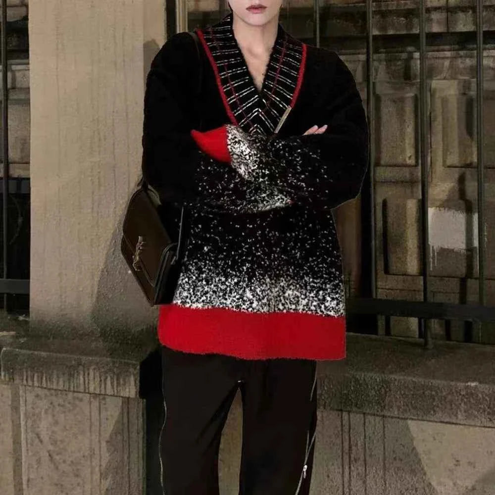 Women Autumn Gradient V-Neck Sweater