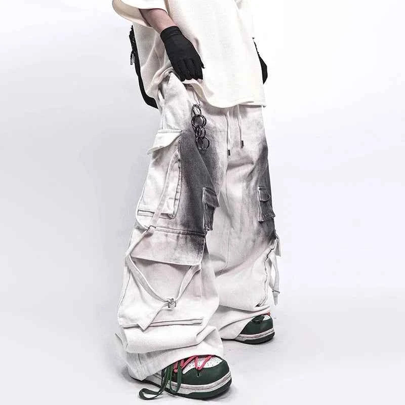 Trendy Loose Multi-Pocket Sleek Lines Jeans