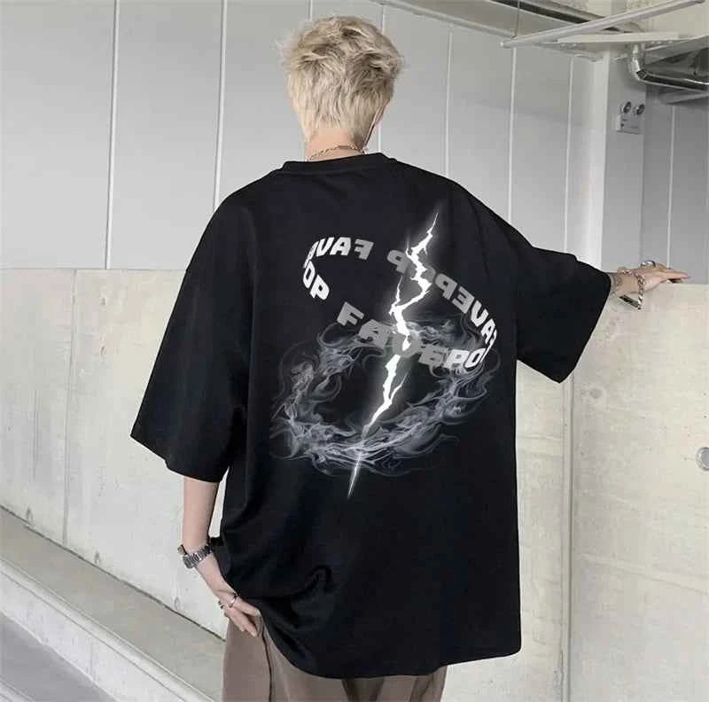 Gothic Letter Print Crewneck T-Shirt