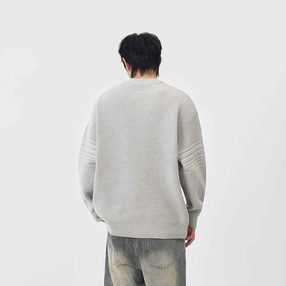 Cozy Textured Striped Crew Neck Sweater
