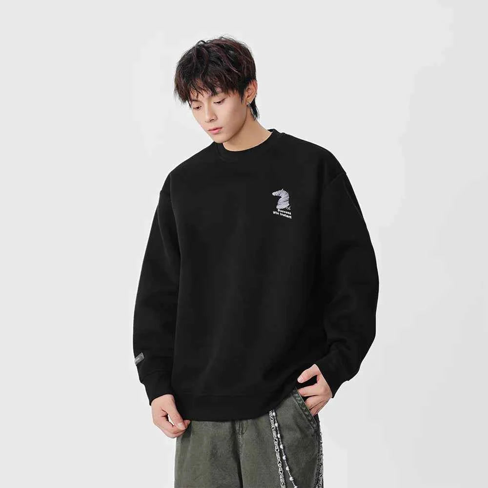 Cozy Horse Head Pattern Crew Sweatshirt