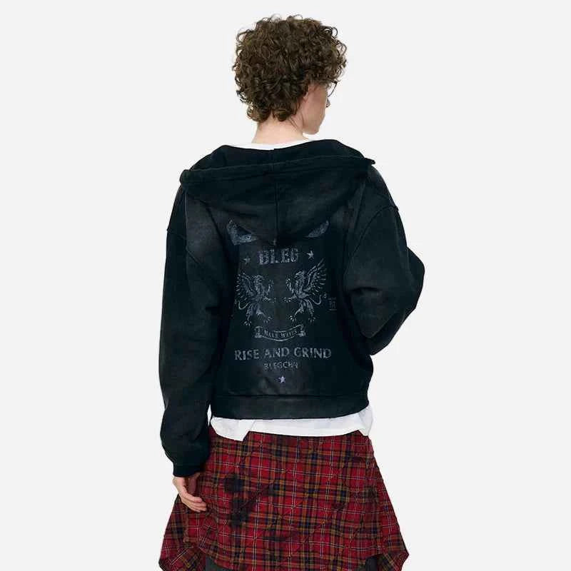 Stylish Gothic Tie-Dyed Hooded Sweatshirt