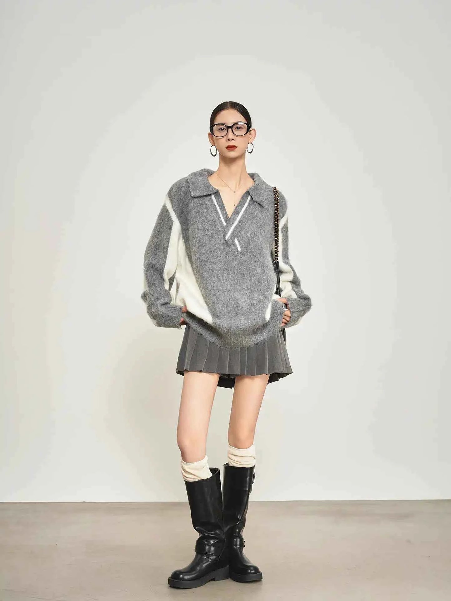 Luxurious Gray Comfort Mohair Knit Sweater