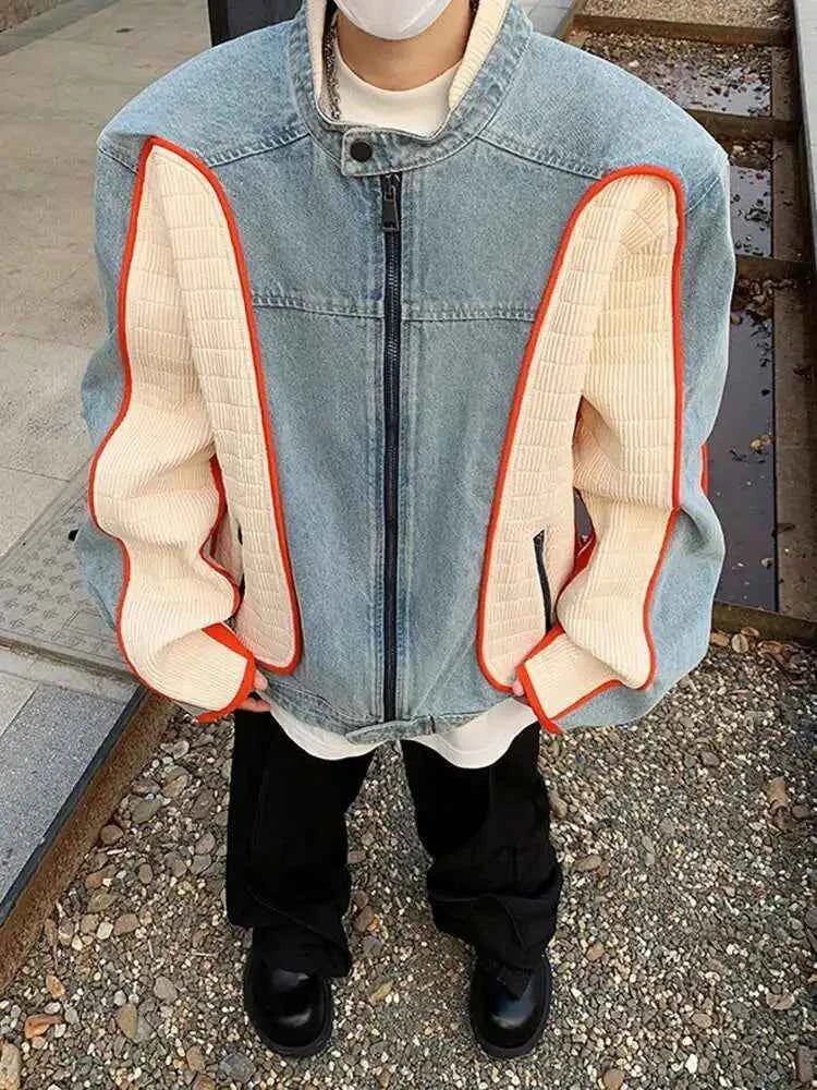 Durable Stylish Personality Splicing Denim Jacket