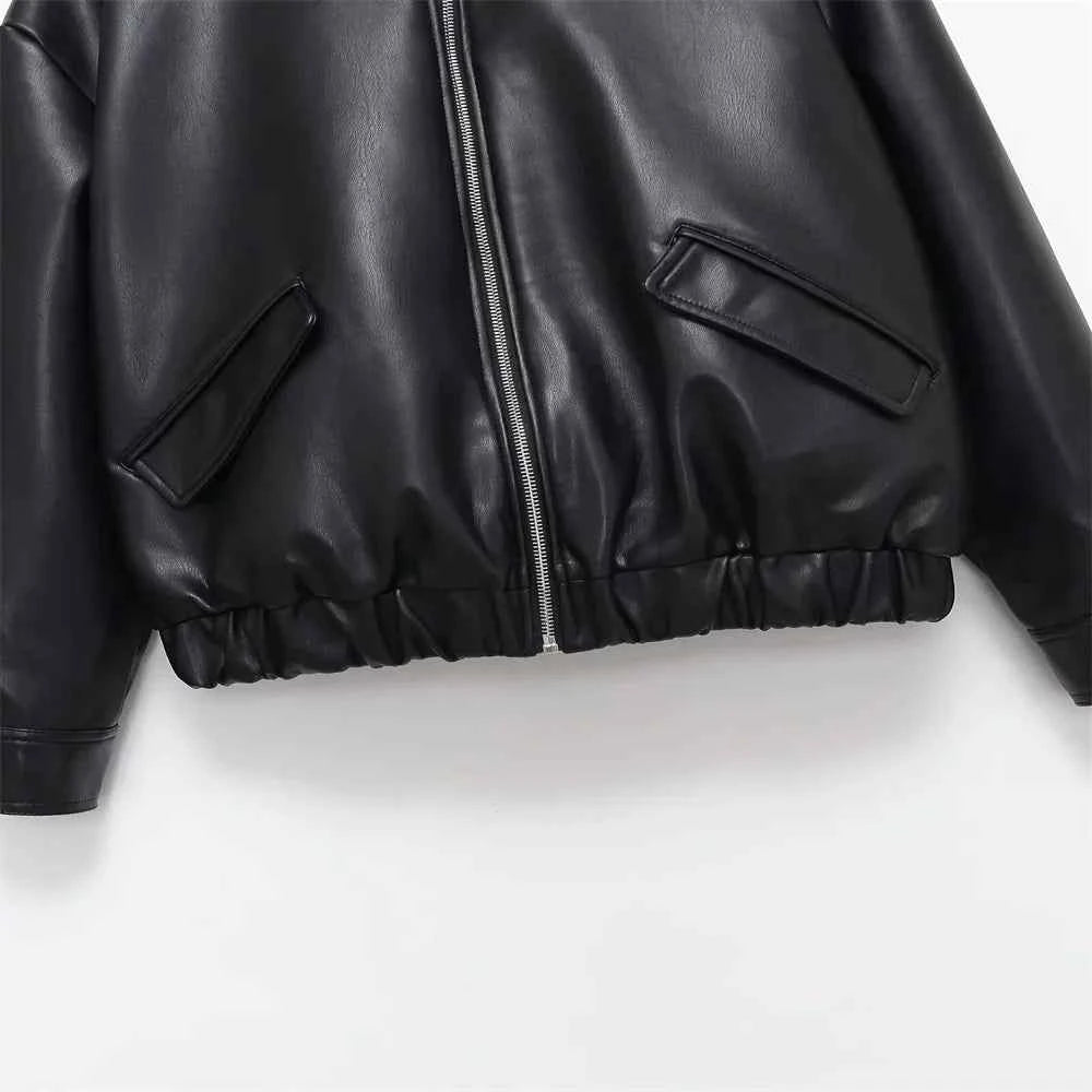 Essential Streetwear Patchwork Leather Effect Jacket
