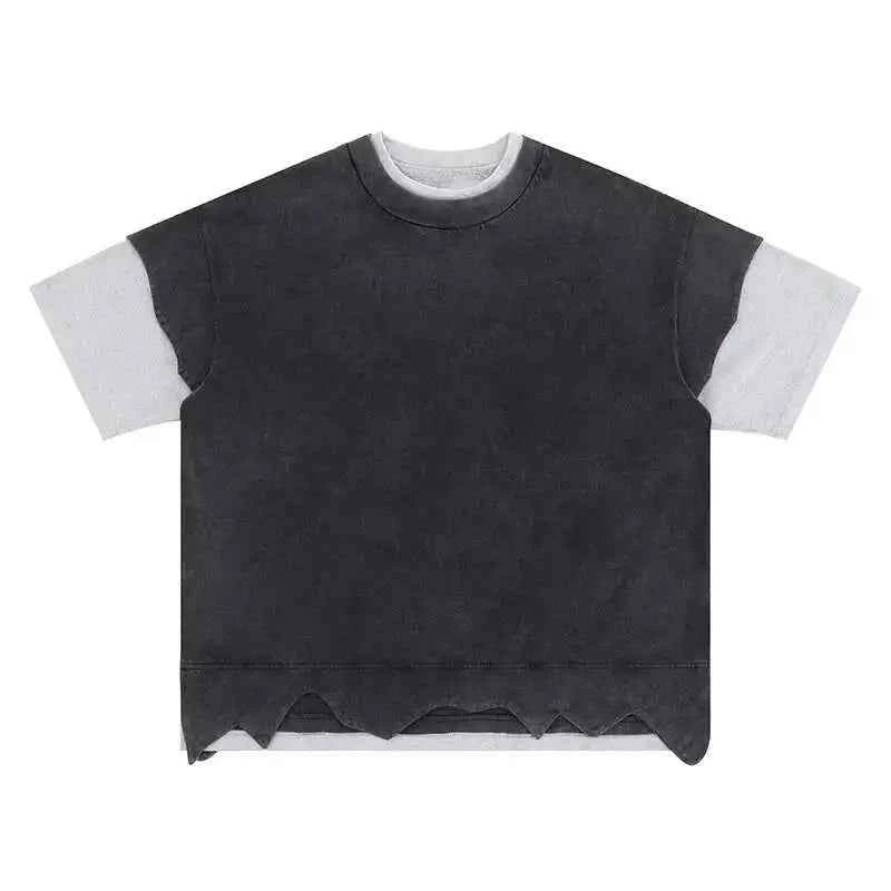 High Street Distressed Patchwork Cotton T-Shirt