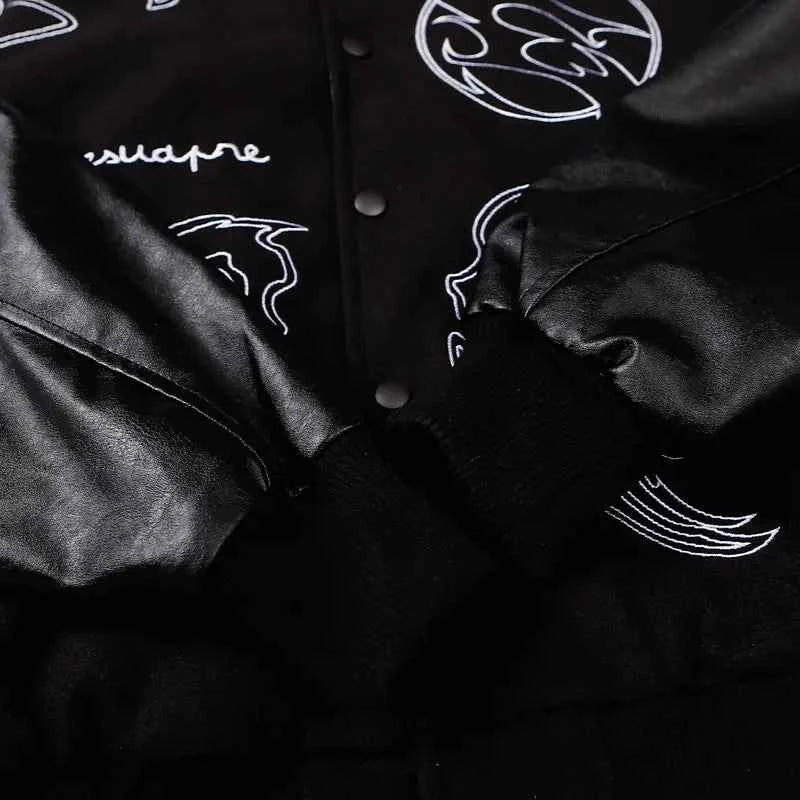 Y2K Versatile Patchwork Hip Hop Varsity Leather Jacket