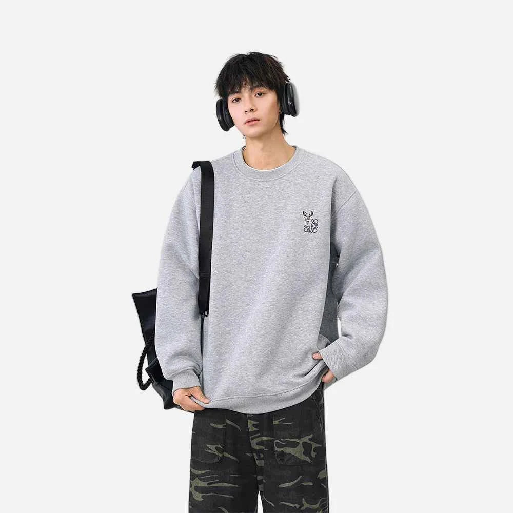 Cozy Embroidered Logo Crew Neck Sweatshirt
