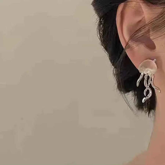 Silver Crystal Deep Sea Jellyfish Earrings