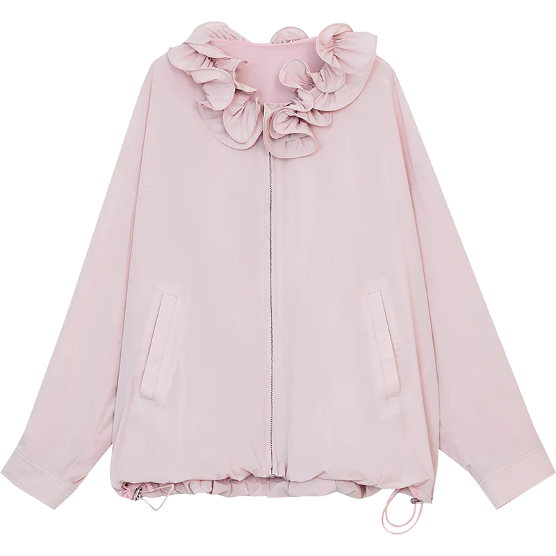 Sweet Ruffles Collar Casual Loose Jacket - Luxuryurbanwear