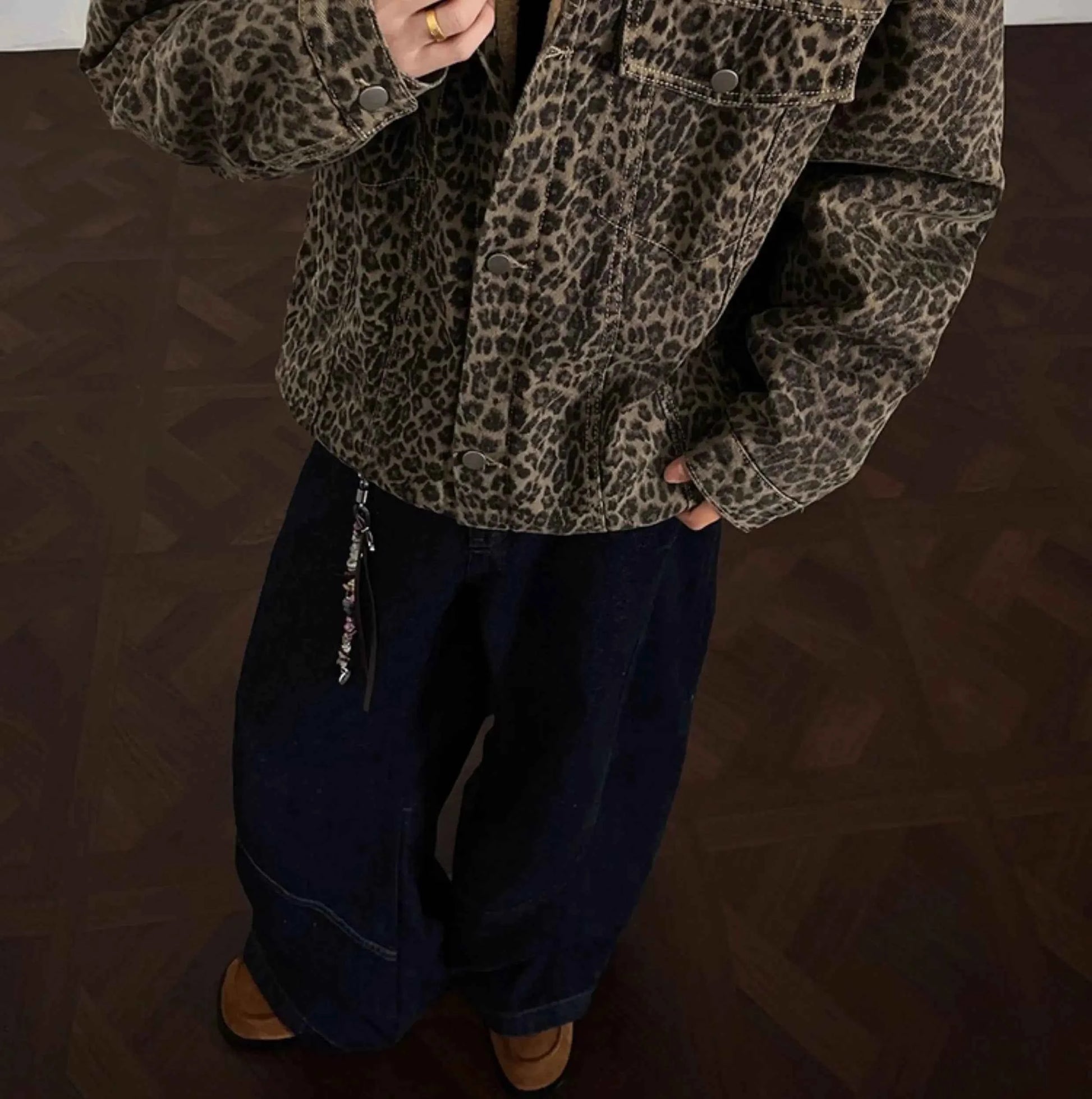 Winter Thick Leopard Print Velvet Faux Fur Jacket