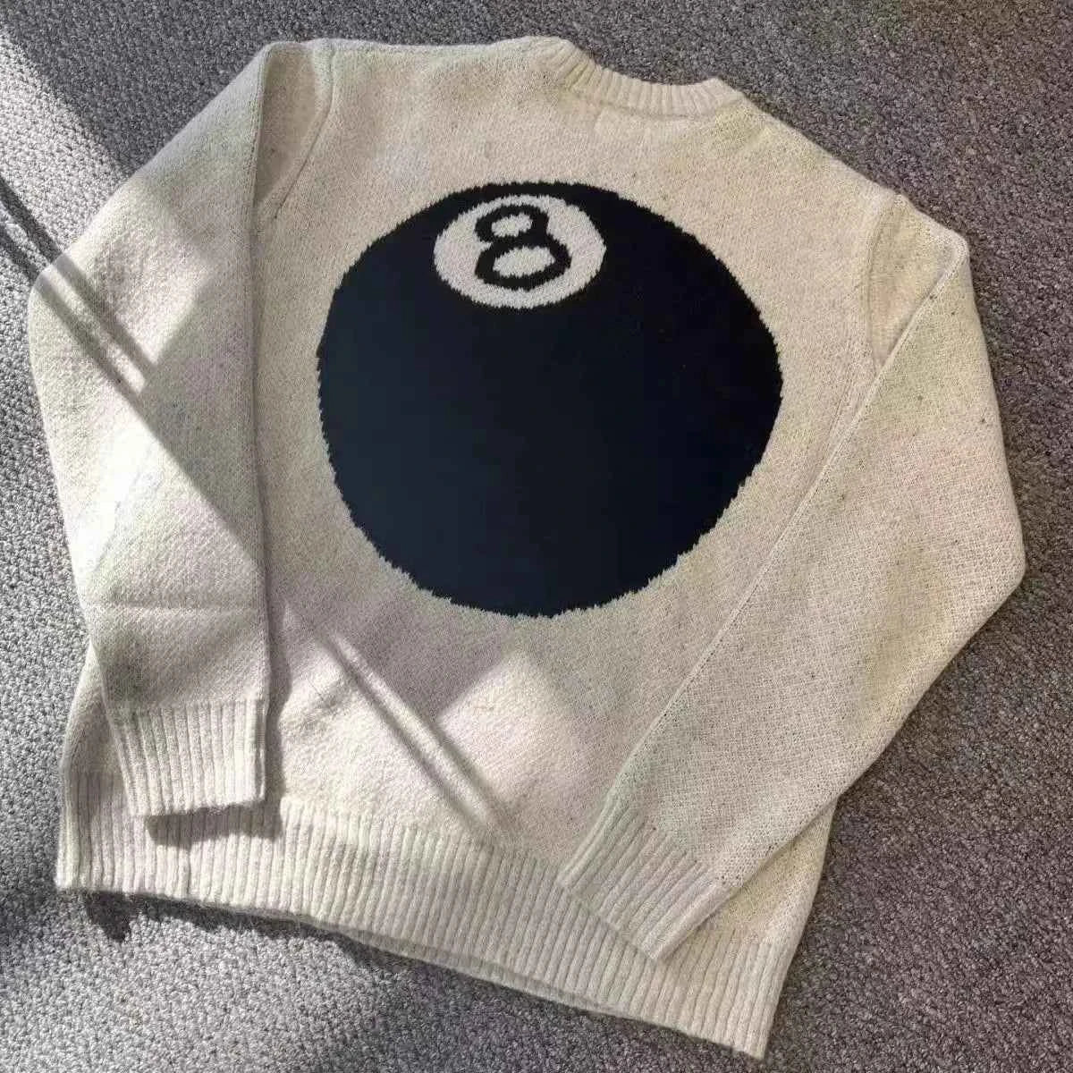 Simple Retro Beige Hip Hop Snooker Sweater