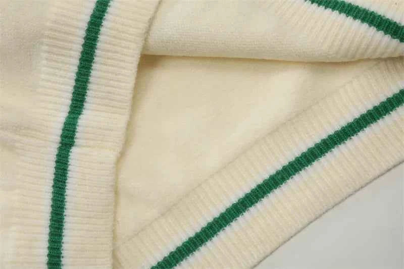 Y2K Preppy Striped Tie Collar Knit Sweater