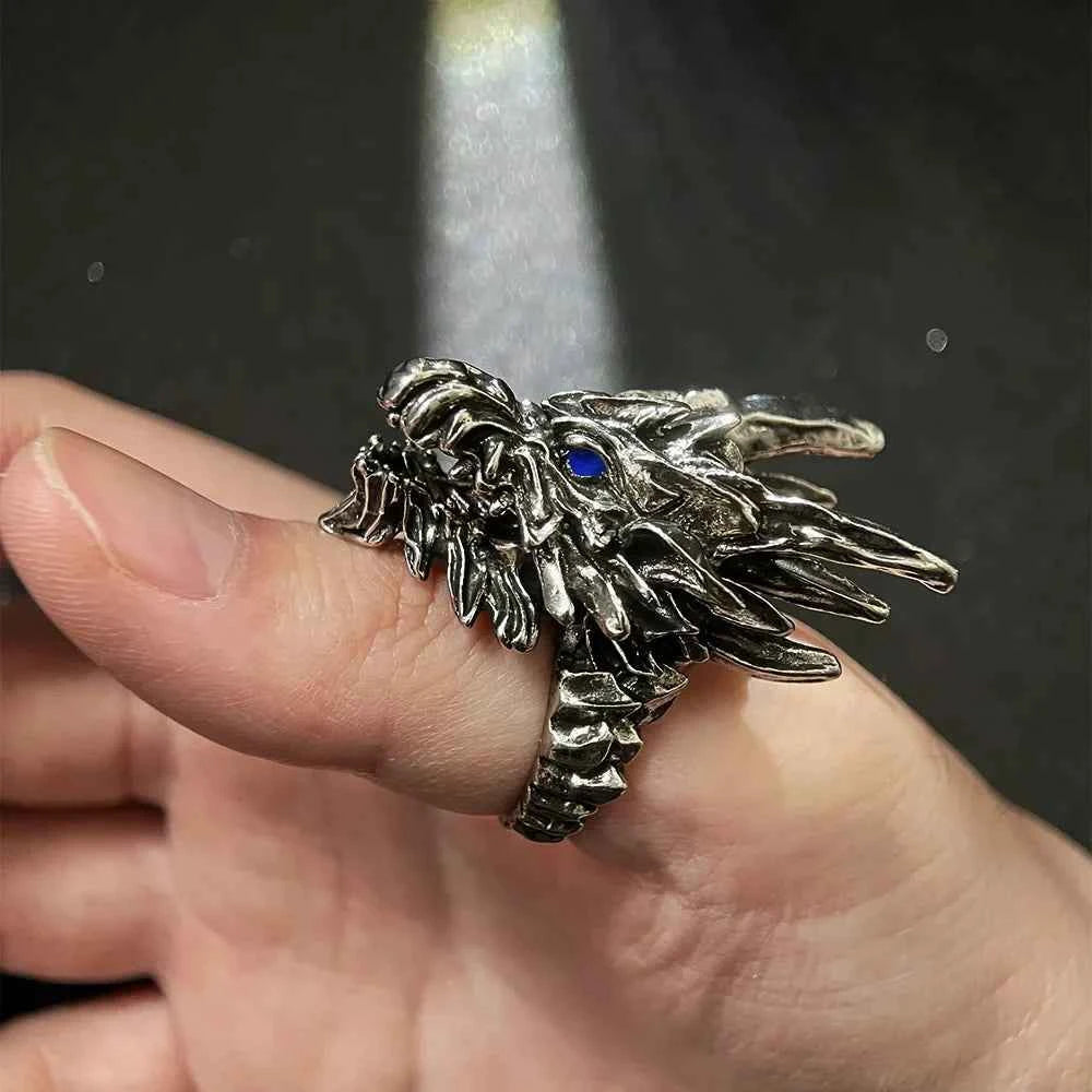 Y2K Steel Dragon Large Gothic Ring