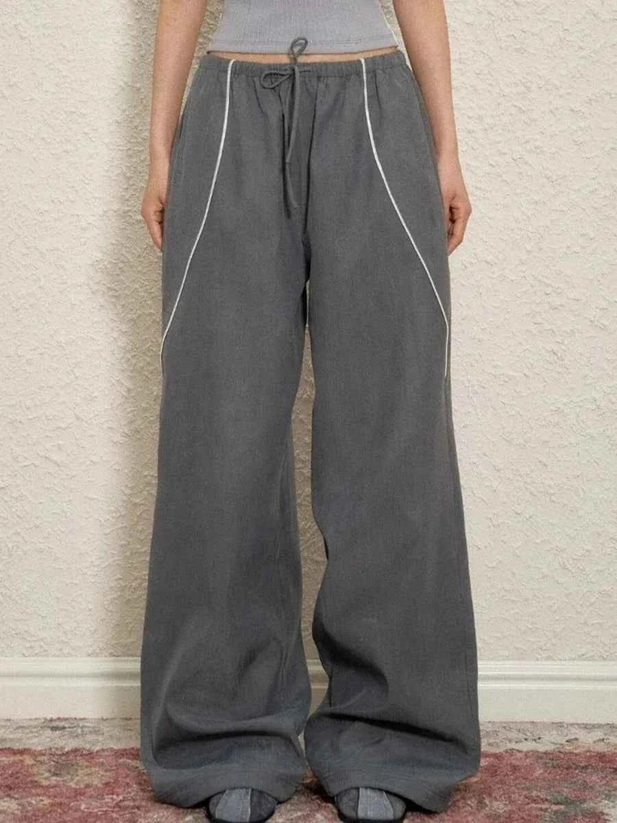 Elevated Hit Color Loose Casual Wide Leg Pants