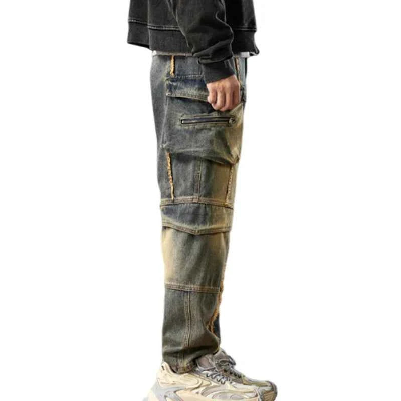 Trendy Distressed Loose-Fit Cargo Denim Jeans